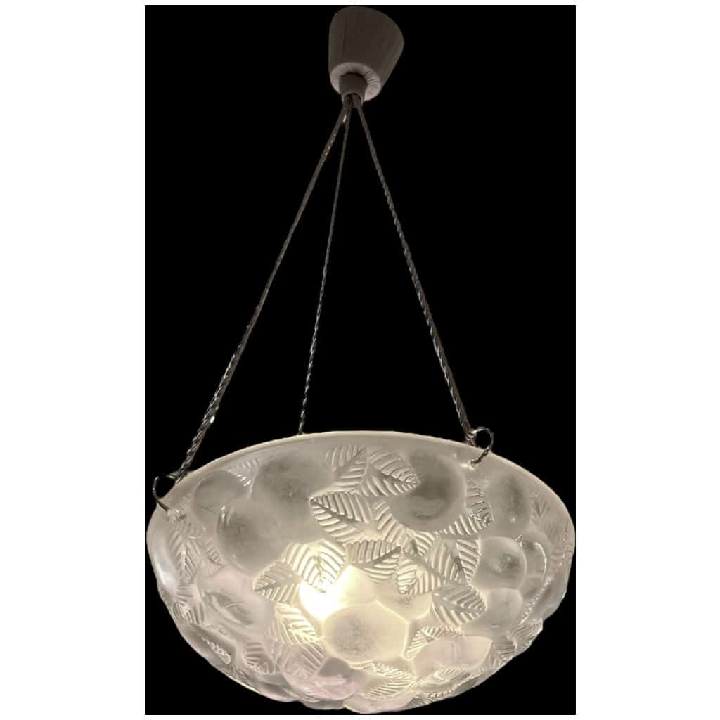 1929 René Lalique – Suspension Plafonnier Lustre Lausanne Verre Blanc 4