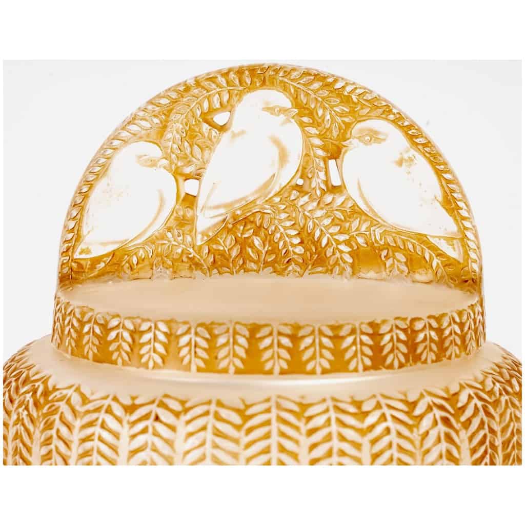 1933 René Lalique – Boîte Bombay Verre Blanc Patiné Sépia 7