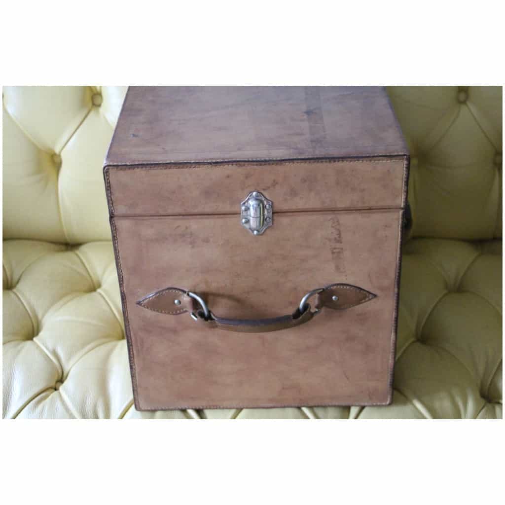 Leather hat cube trunk, travel trunk 10