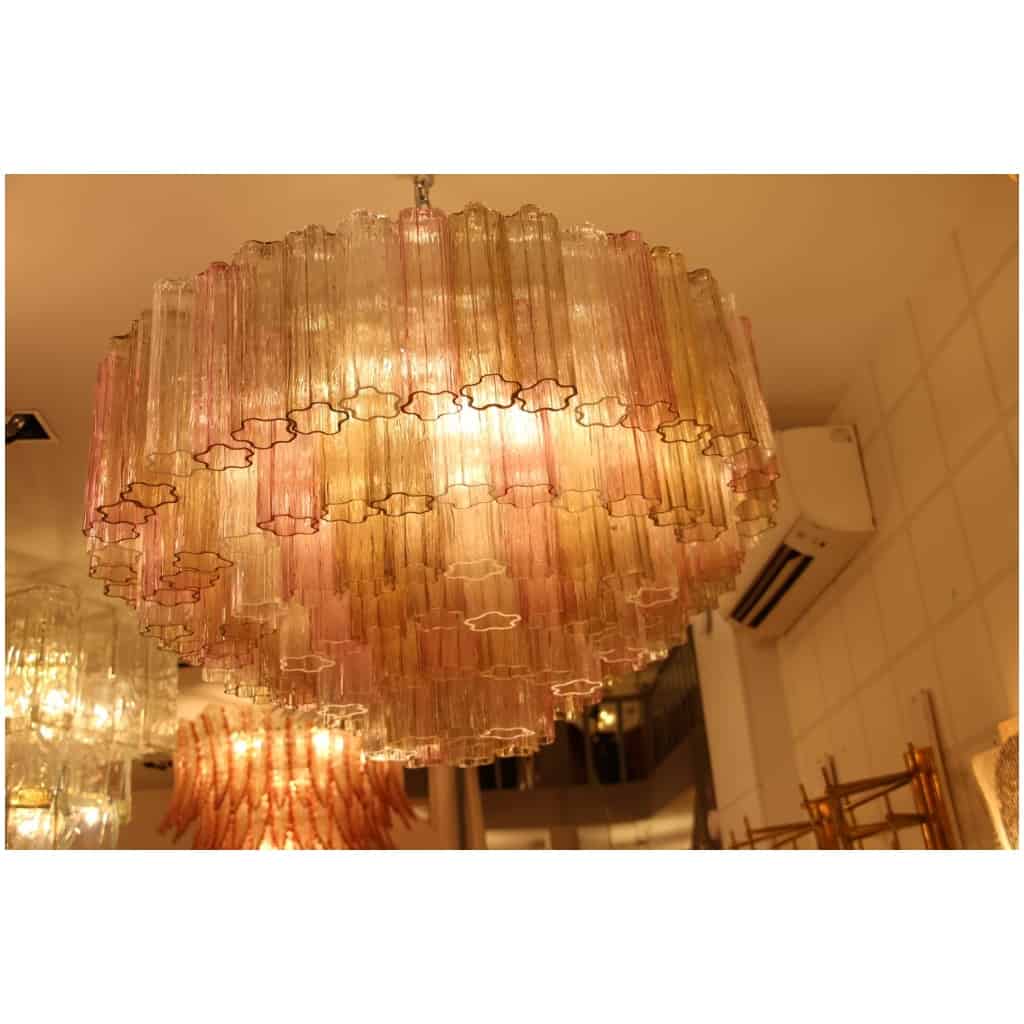 Venini chandelier in pink white and amber Murano glass 11