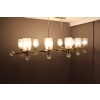 Grand lustre ovale en laiton et verre de Murano champagne 27