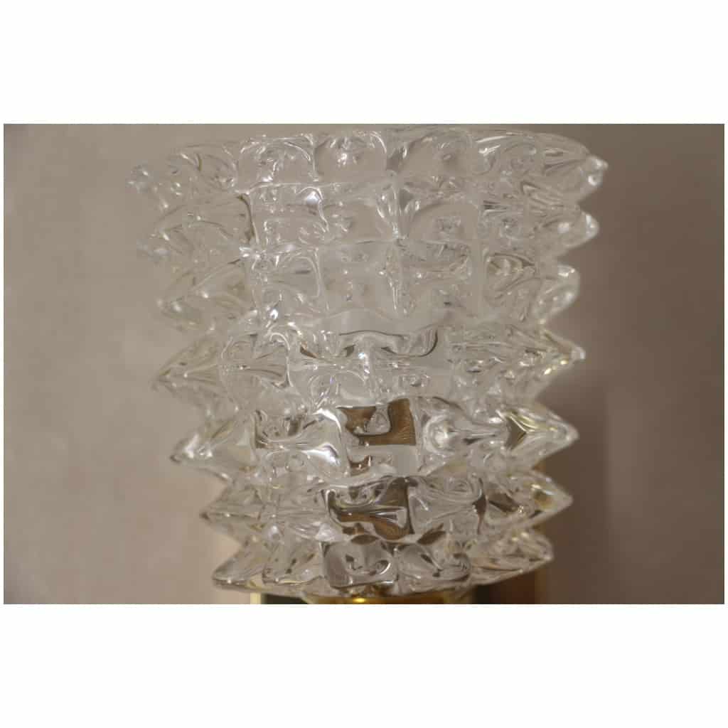 Paire d’Appliques en Verre Murano Rostrato par Barovier e Toso, Verre Clair 11