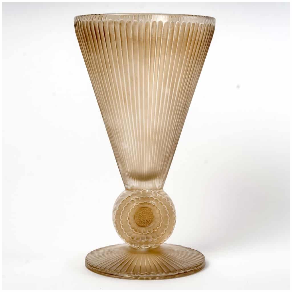 1931 René Lalique – Vase Pavot Verre Blanc Patiné Sépia 4