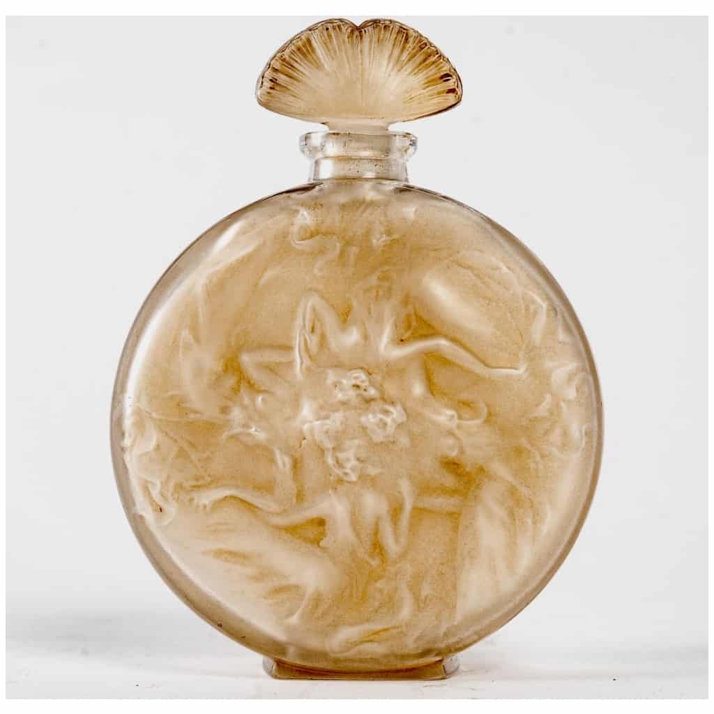 1912 René Lalique – Rosace Bottle Figures White Glass Patina Sepia 5