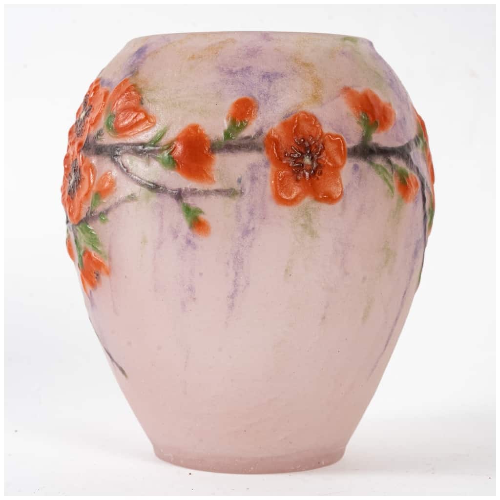 1920 Gabriel Argy Rousseau – Vase Fleurs De Pêchers Pâte De Verre 4