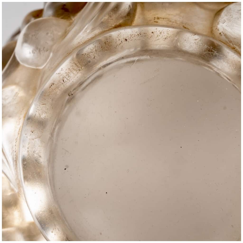 1927 René Lalique – Vase Avallon Verre Blanc Patiné Sépia 8