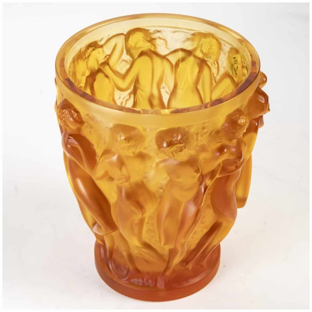 2007 Lalique France – Vase Bacchantes Cristal Ambre Numéroté – Neuf 5