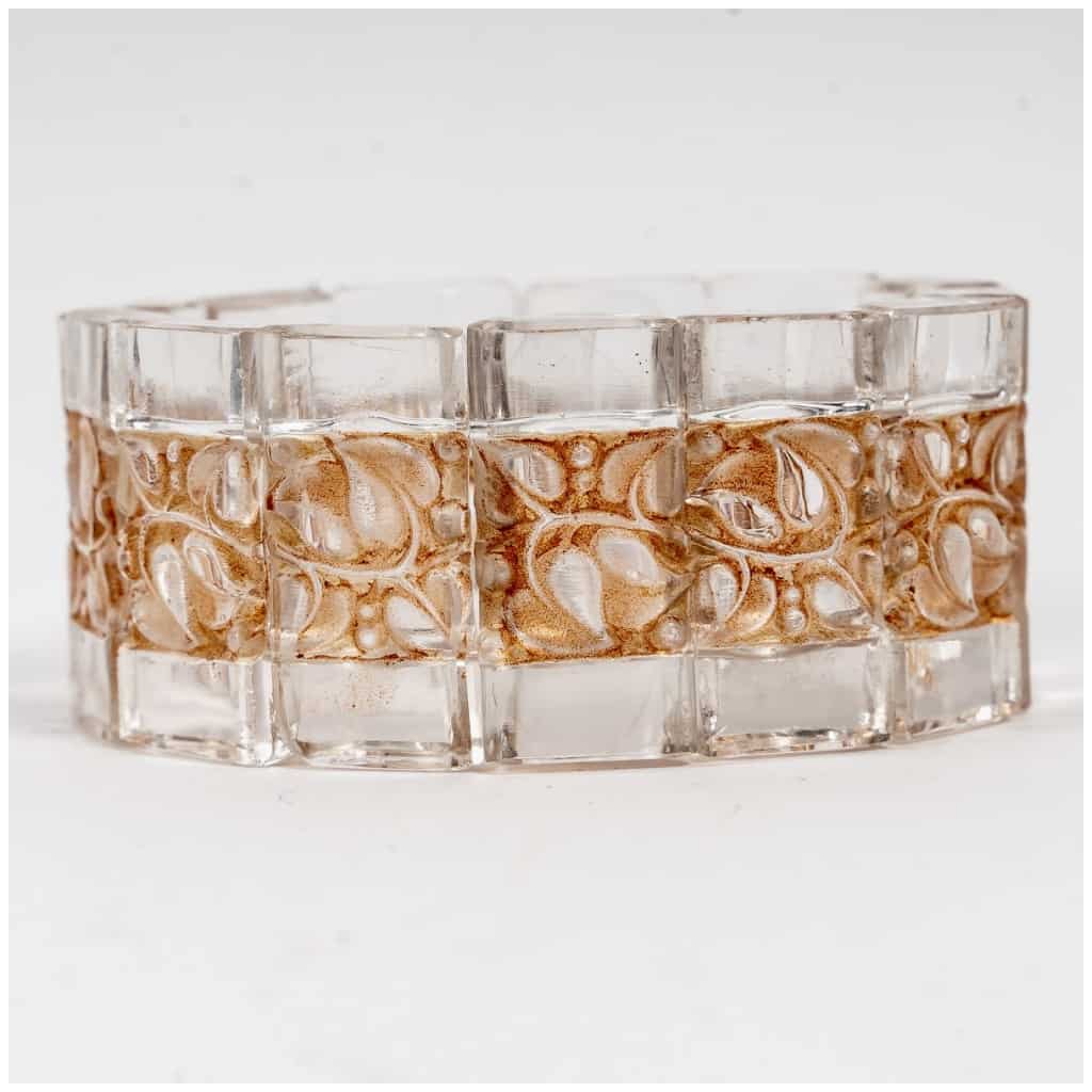 1928 René Lalique – Bracelet Art Déco Cerisier Verre Blanc Patiné Sépia 4