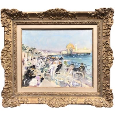 ADRION Lucien Peinture Française La promenade des Anglais à Nice Huile sur toile signée certificat