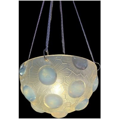 1926 René Lalique – Suspension Ceiling Chandelier Soleil Opalescent Glass