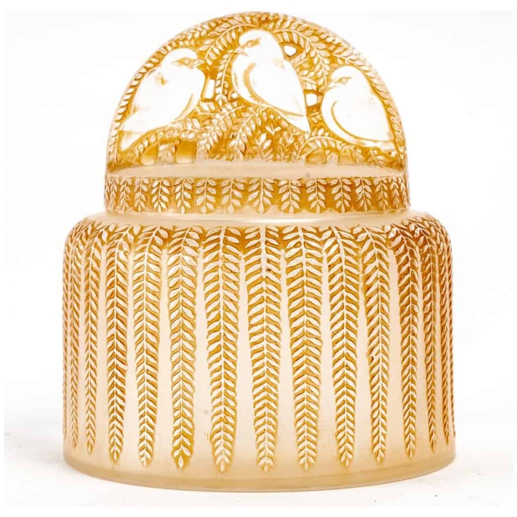 1933 René Lalique – Boîte Bombay Verre Blanc Patiné Sépia 3