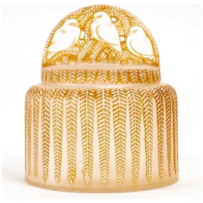 1933 René Lalique – Boîte Bombay Verre Blanc Patiné Sépia