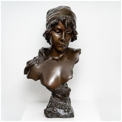 Sculpture – Buste En Bronze « MIGNON » , Emmanuel Villanis (1858-1914)