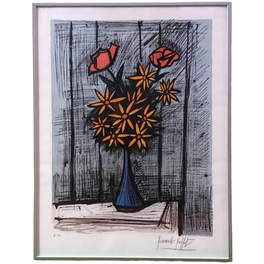 Buffet Bernard Still Life With Daisies And Roses Lithograph Colors Justified Certificate 8