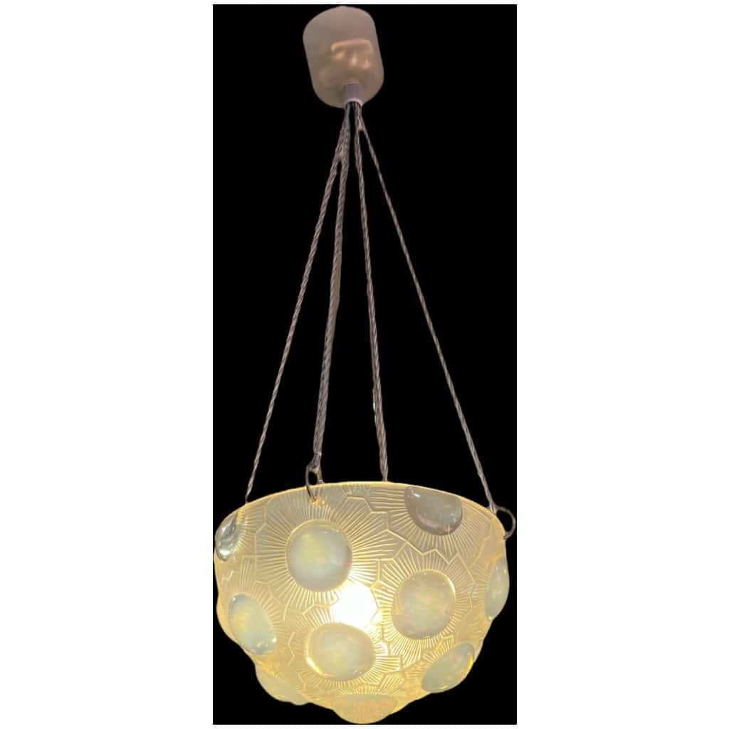 1926 René Lalique – Suspension Plafonnier Lustre Soleil Verre Opalescent 4