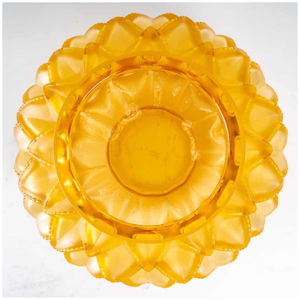 Lalique France – Vase Languedoc Cristal Jaune Ambré 6