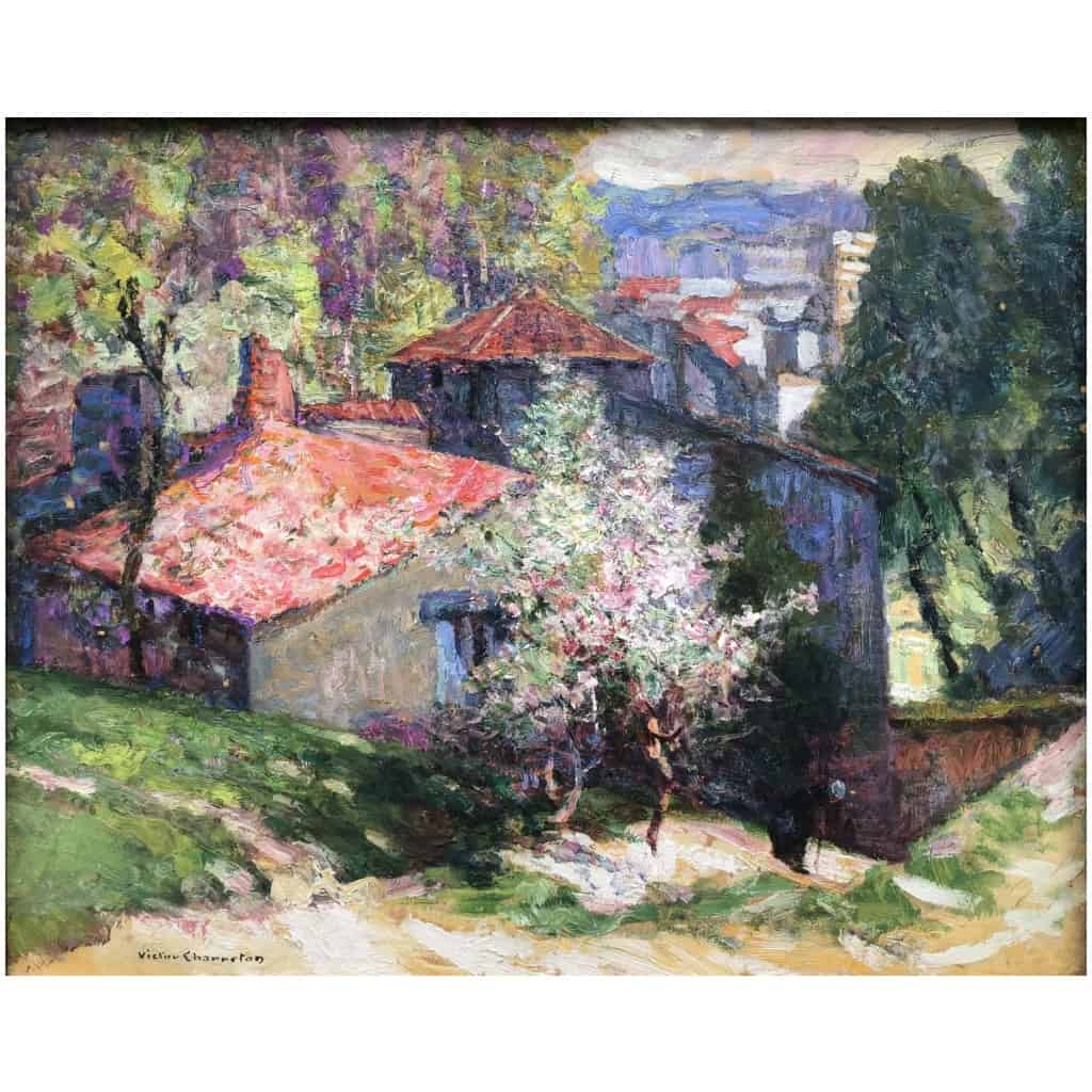 CHARRETON Victor Peinture Française 20è Siècle Village d’auvergne Huile Signée certificat 5