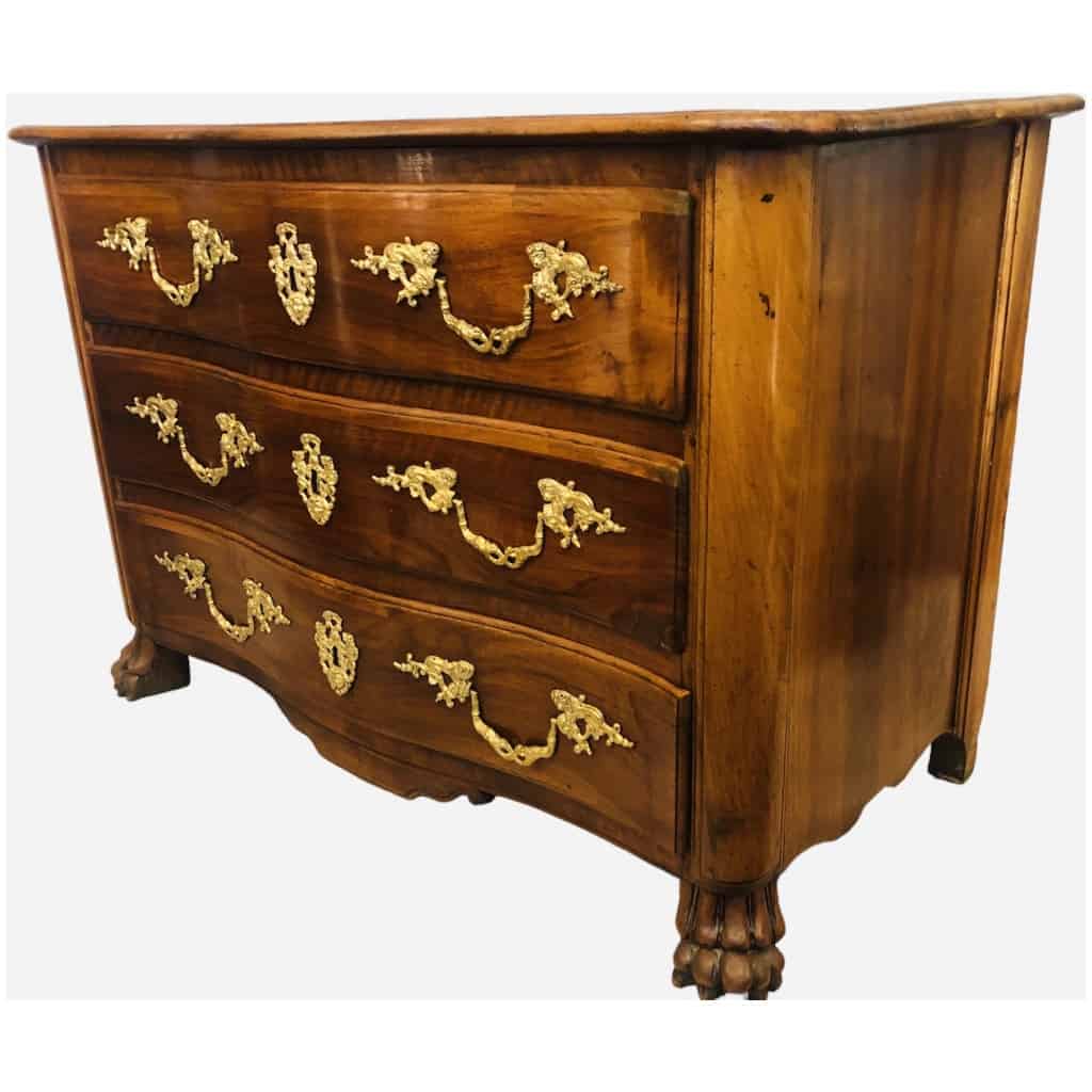 Dauphinoise 18th chest of drawers in solid walnut three bronze drawers with Habsburg arms 5