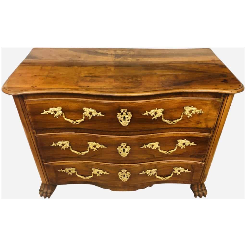 Dauphinoise 18th chest of drawers in solid walnut three bronze drawers with Habsburg arms 11