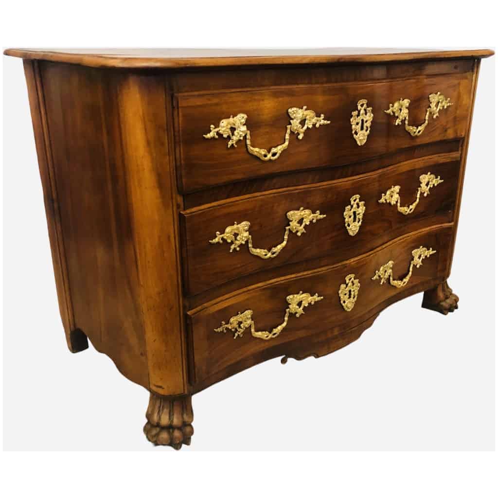 Dauphinoise 18th chest of drawers in solid walnut three bronze drawers with Habsburg arms 9