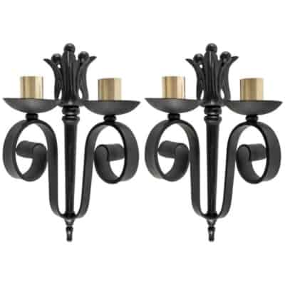 1940 Pair of Maison Cheret wrought iron sconces 3