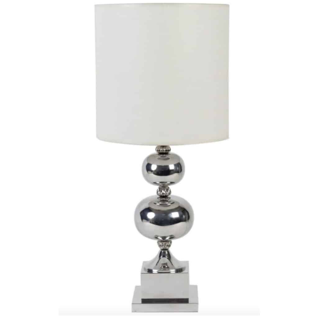 1970 Lampe boule en métal argenté Philippe Barbier 3