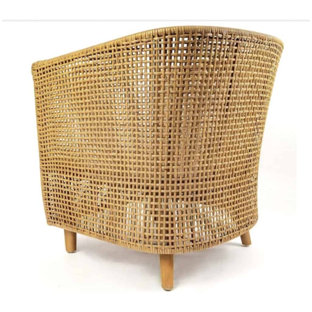 1970 Pair of caned armchairs from Maison Roche 5