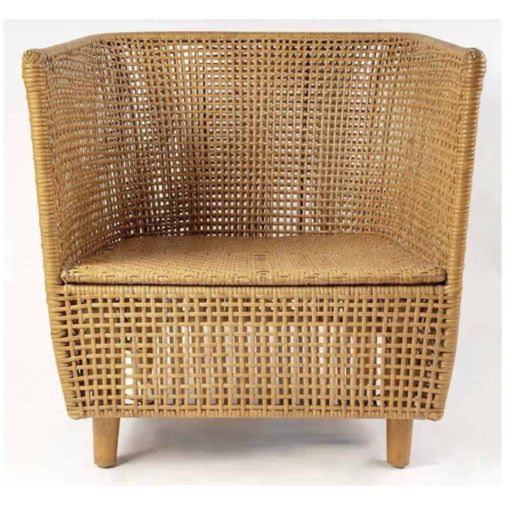 1970 Pair of caned armchairs from Maison Roche 4