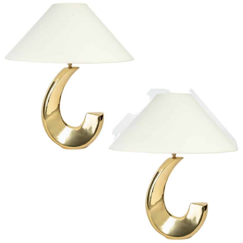 1970 Pair of solid brass Maison Cardin 3 lamps