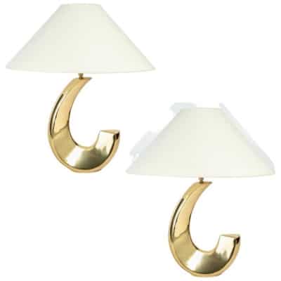 1970 Pair of solid brass lamps Maison Cardin