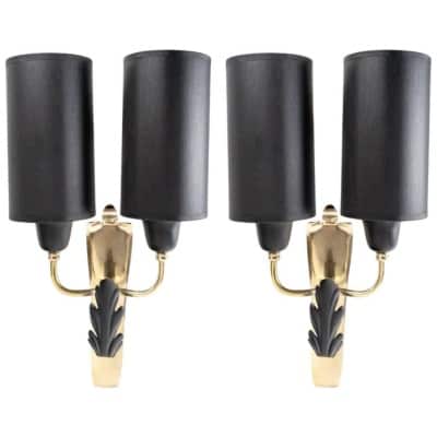 1960 Pair of “Oak Leaf” sconces Maison Honoré