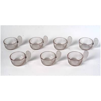1928 René Lalique – Service De 7 Tasses Eventail Verre Blanc