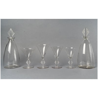 1924 René Lalique – Service De Verres Savergne Verre Blanc – 34 pièces