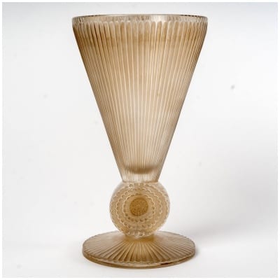1931 René Lalique – Vase Pavot Verre Blanc Patiné Sépia