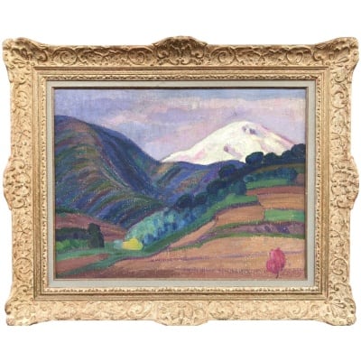 DETROY Léon Ecole de Crozant 20è siècle Paysage de montagne Huile Sur Toile Signée