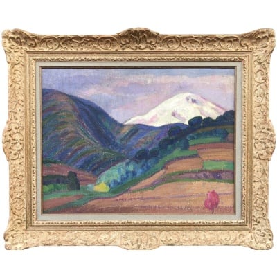 DETROY Léon School of Crozant 20th century Mountain landscape Oil On Canvas Signed