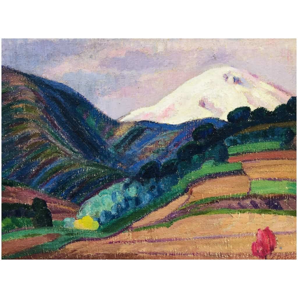 DETROY Léon Crozant School 20th Century Mountain Landscape Oil On Canvas Signed 10