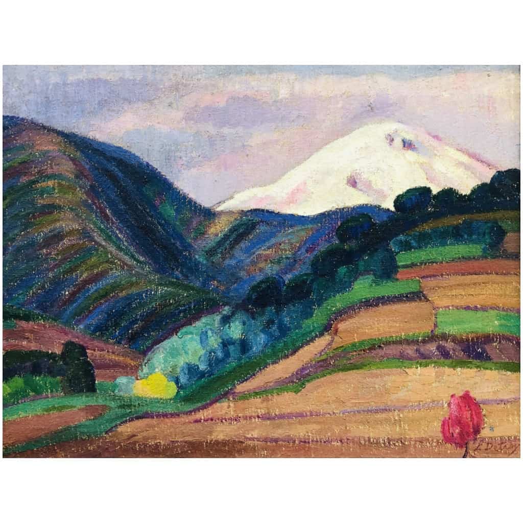 DETROY Léon Ecole de Crozant 20è siècle Paysage de montagne Huile Sur Toile Signée 9
