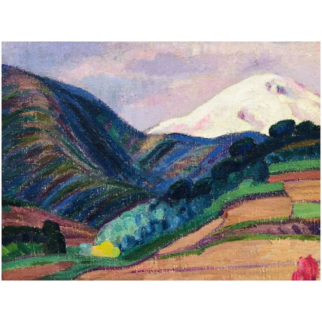 DETROY Léon Crozant School 20th Century Mountain Landscape Oil On Canvas Signed 8