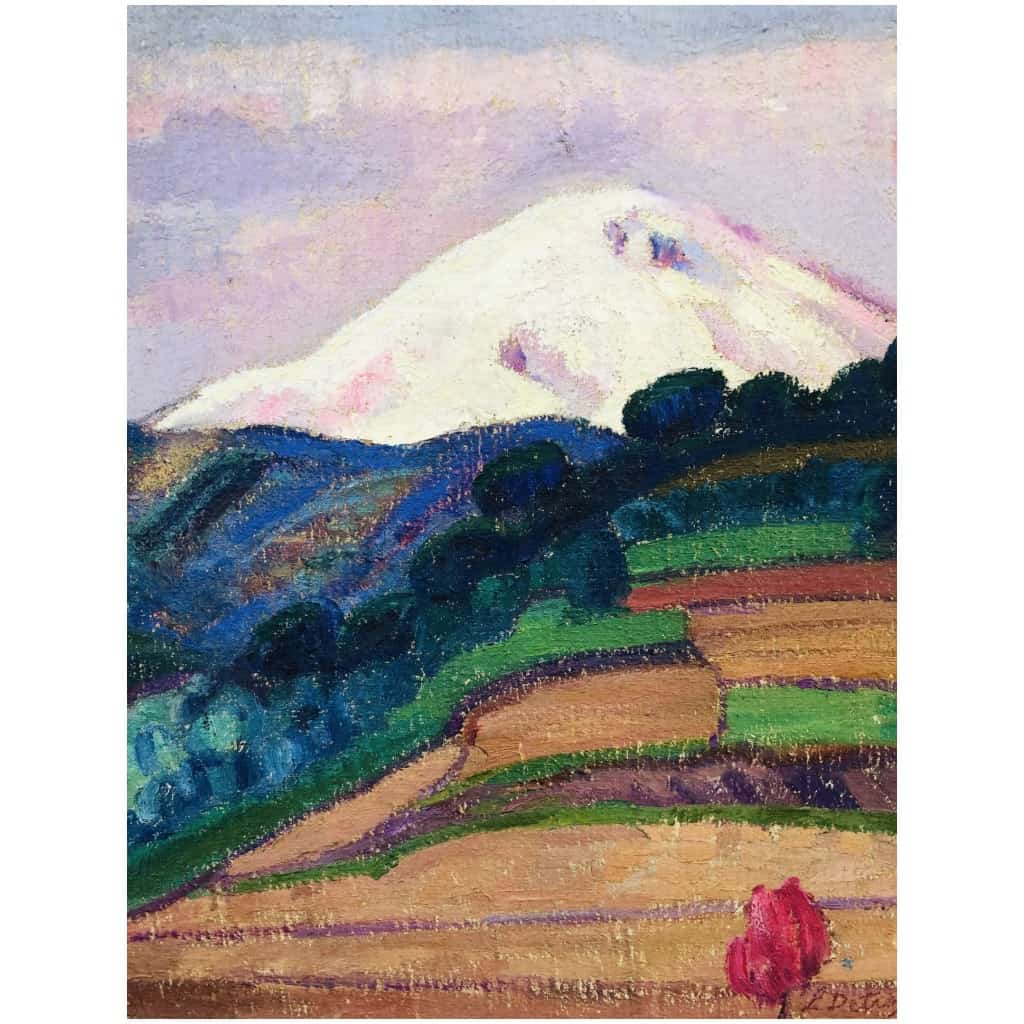 DETROY Léon Crozant School 20th Century Mountain Landscape Oil On Canvas Signed 7