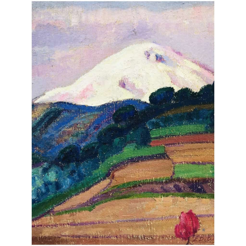 DETROY Léon Crozant School 20th Century Mountain Landscape Oil On Canvas Signed 6