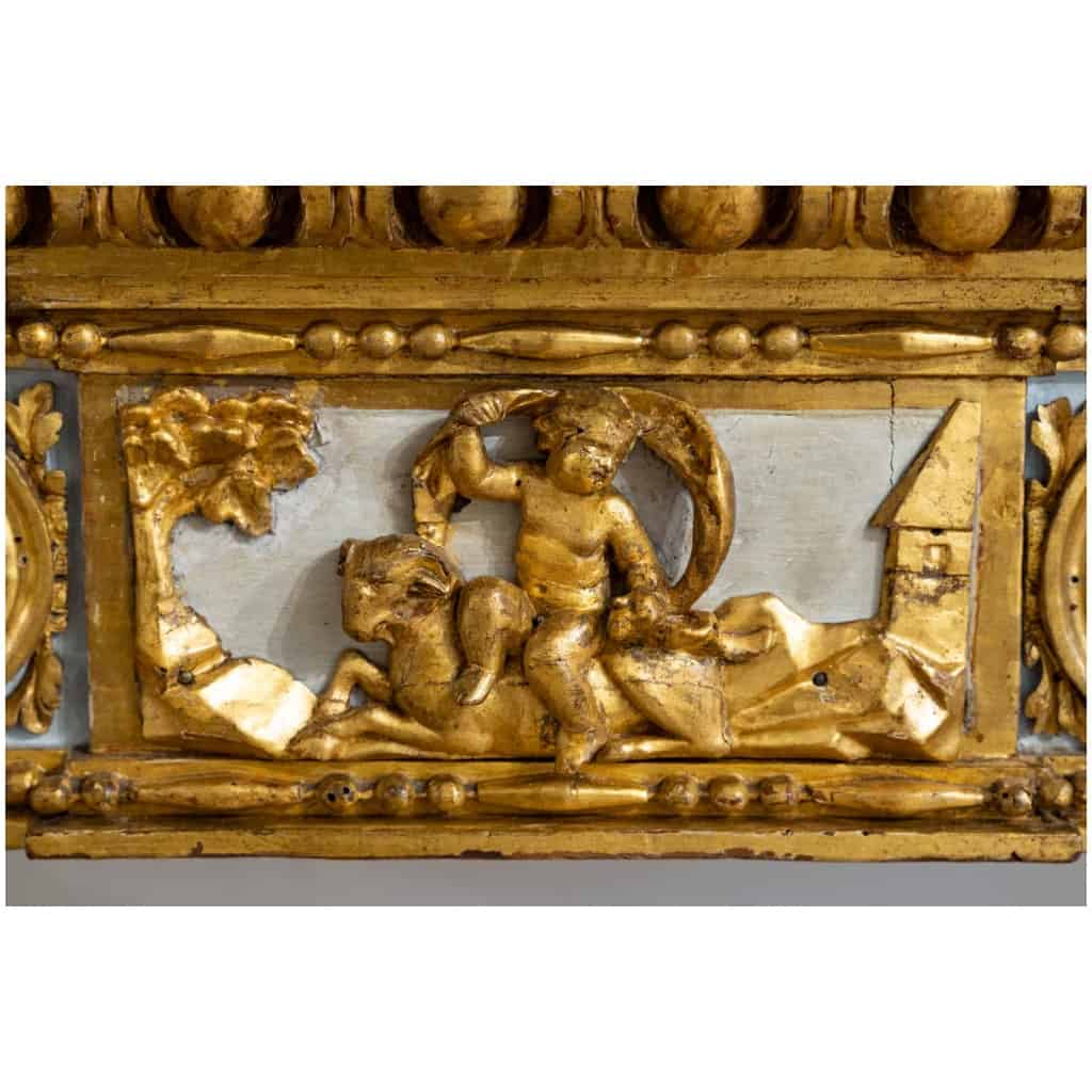 Exceptional console with four legs in carved and gilded wood, Louis period XVI, Italy, Genoa 4