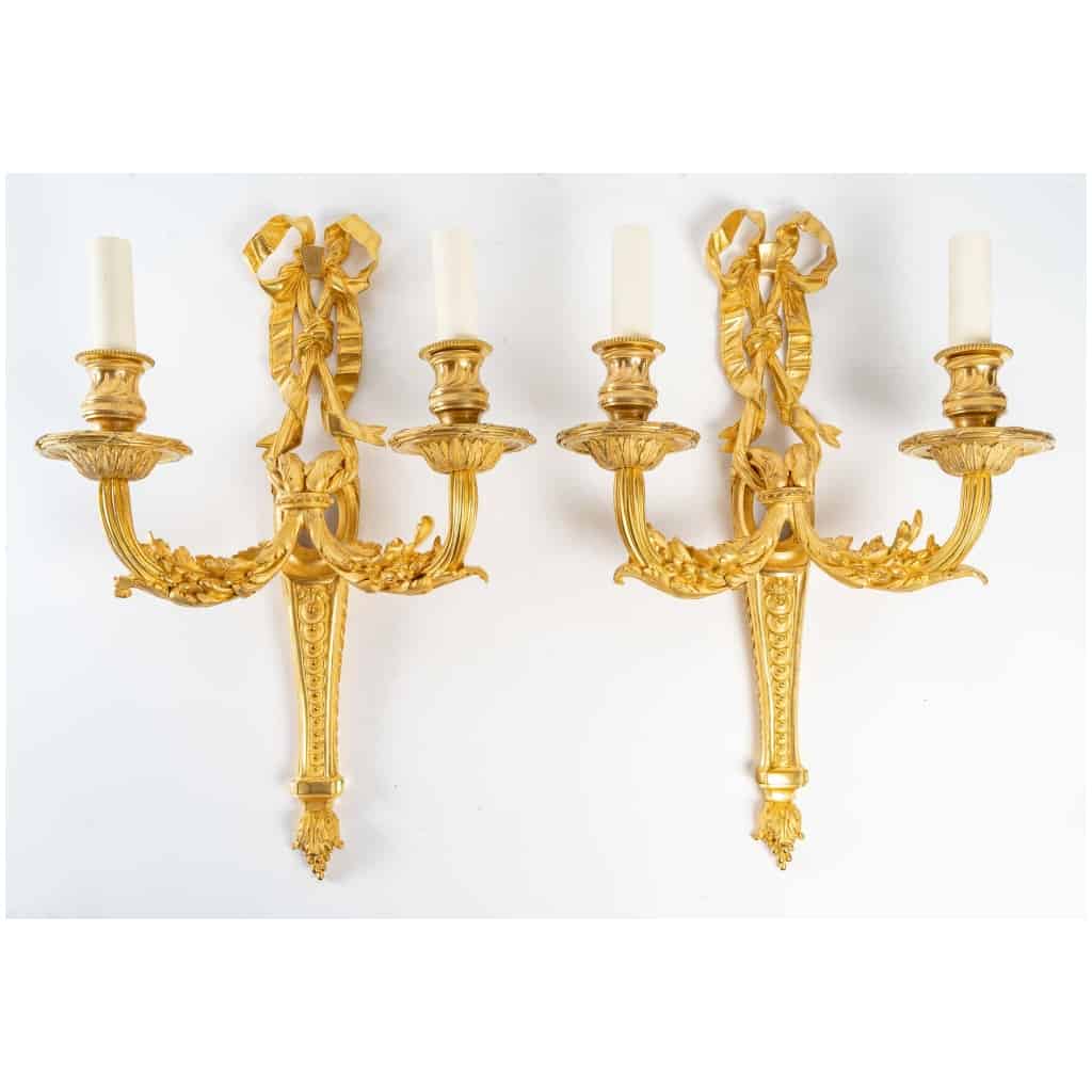 Pair of Louis style sconces XVI signed Henri Vian. 3