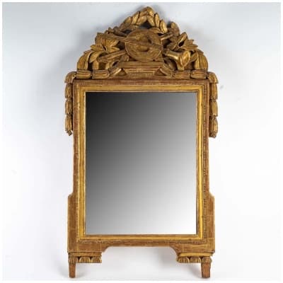 Miroir En Bois Sculpté Doré d’époque Louis XVI