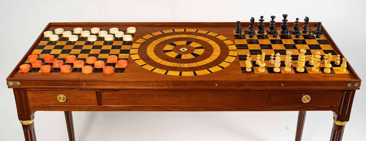 Table à jeux, tric-trac, échecs époque Régence - XVIIIe siècle - N.93405