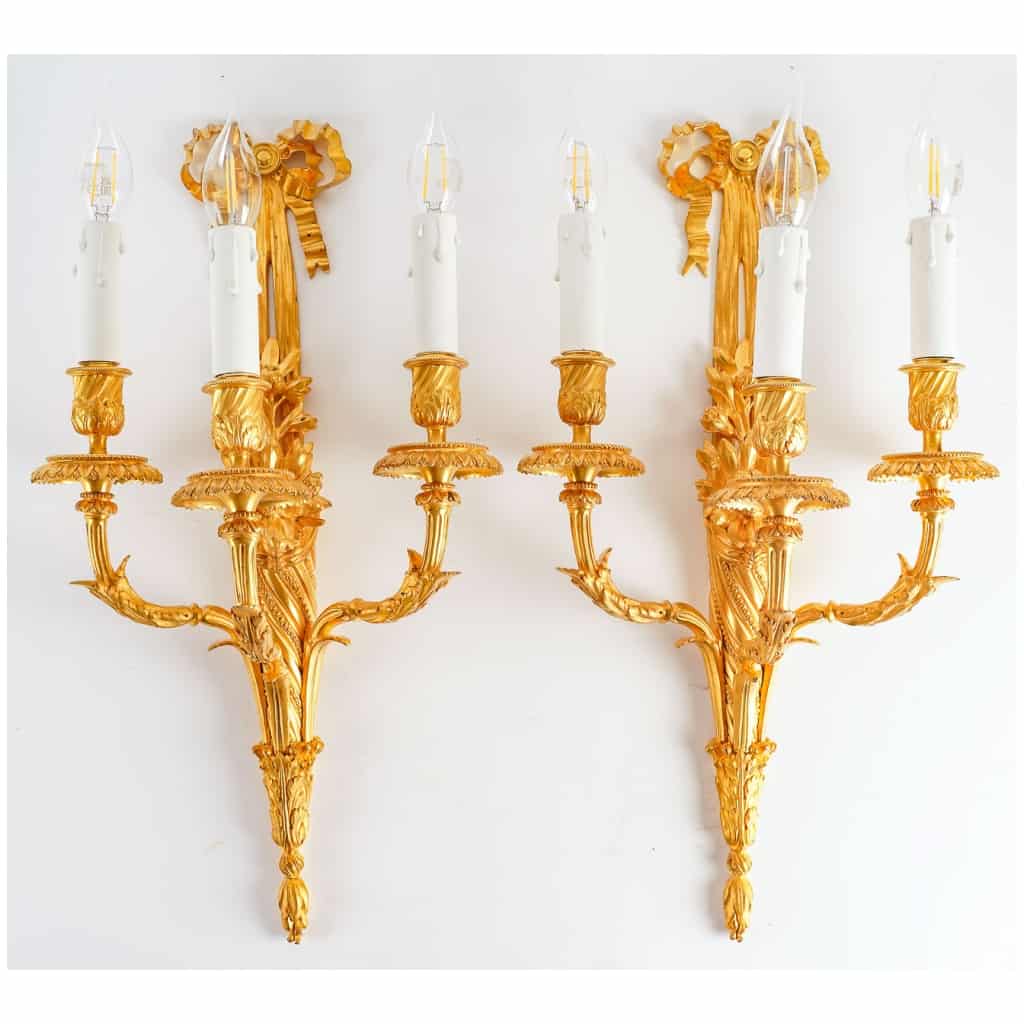 Pair of Louis style sconces XVI signed Jollet. 3