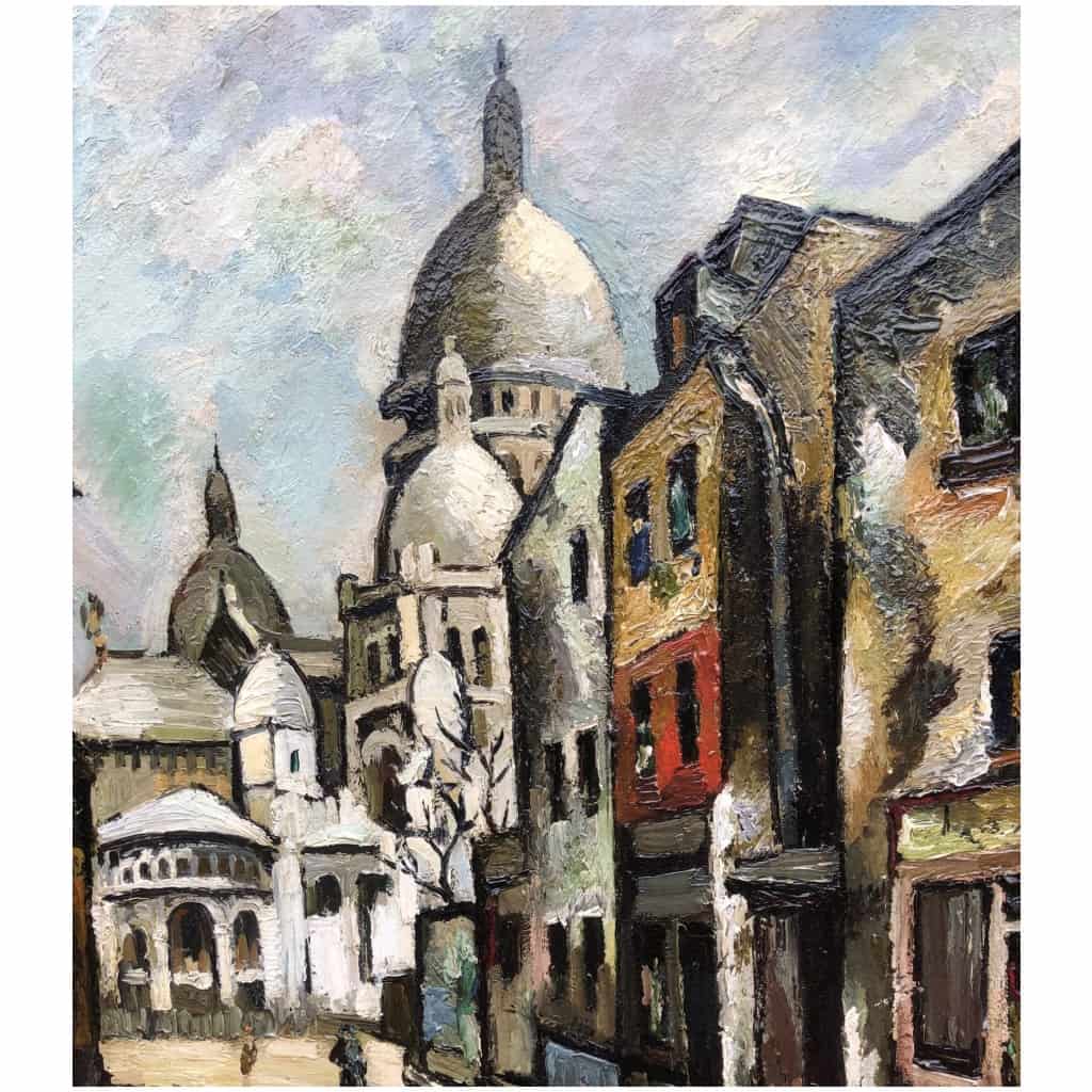 DUMONT Pierre Painting 20th Paris Montmartre Sacred Heart Rue Chevalier De La Barre Oil Signed Certificate 12