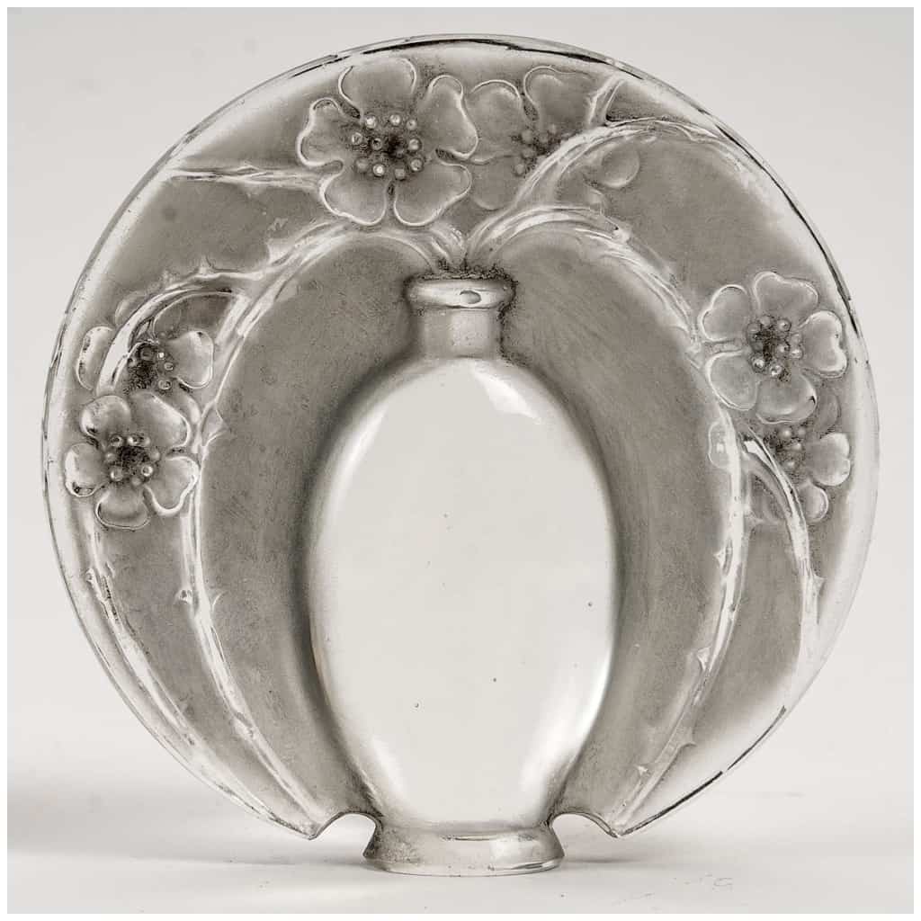 1919 René Lalique – Cachet Vase De Fleurs Verre Blanc Patiné Gris 5