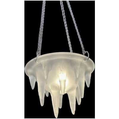 1912 René Lalique – Suspension Lustre Stalactites Verre Blanc