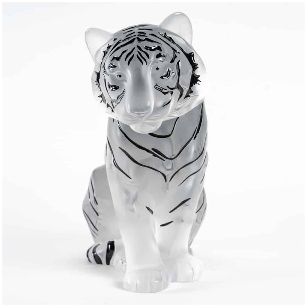 Lalique France – Sculpture Tigre Cristal Blanc Emaillé Noir – Neuf En Coffret Avec Certificat 4